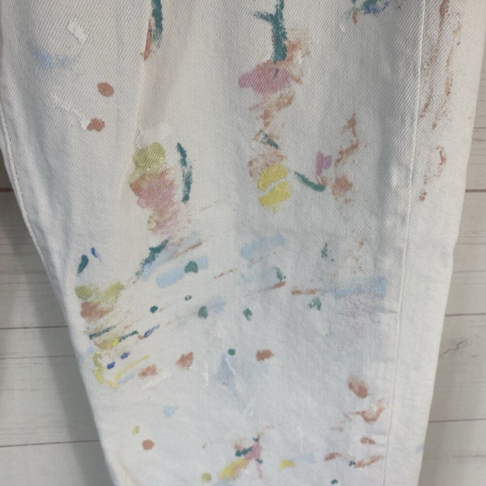Polo Ralph Lauren Womens Avery Boyfriend Crop Paint Splatter Jeans Sz 27 White - Picture 5 of 14